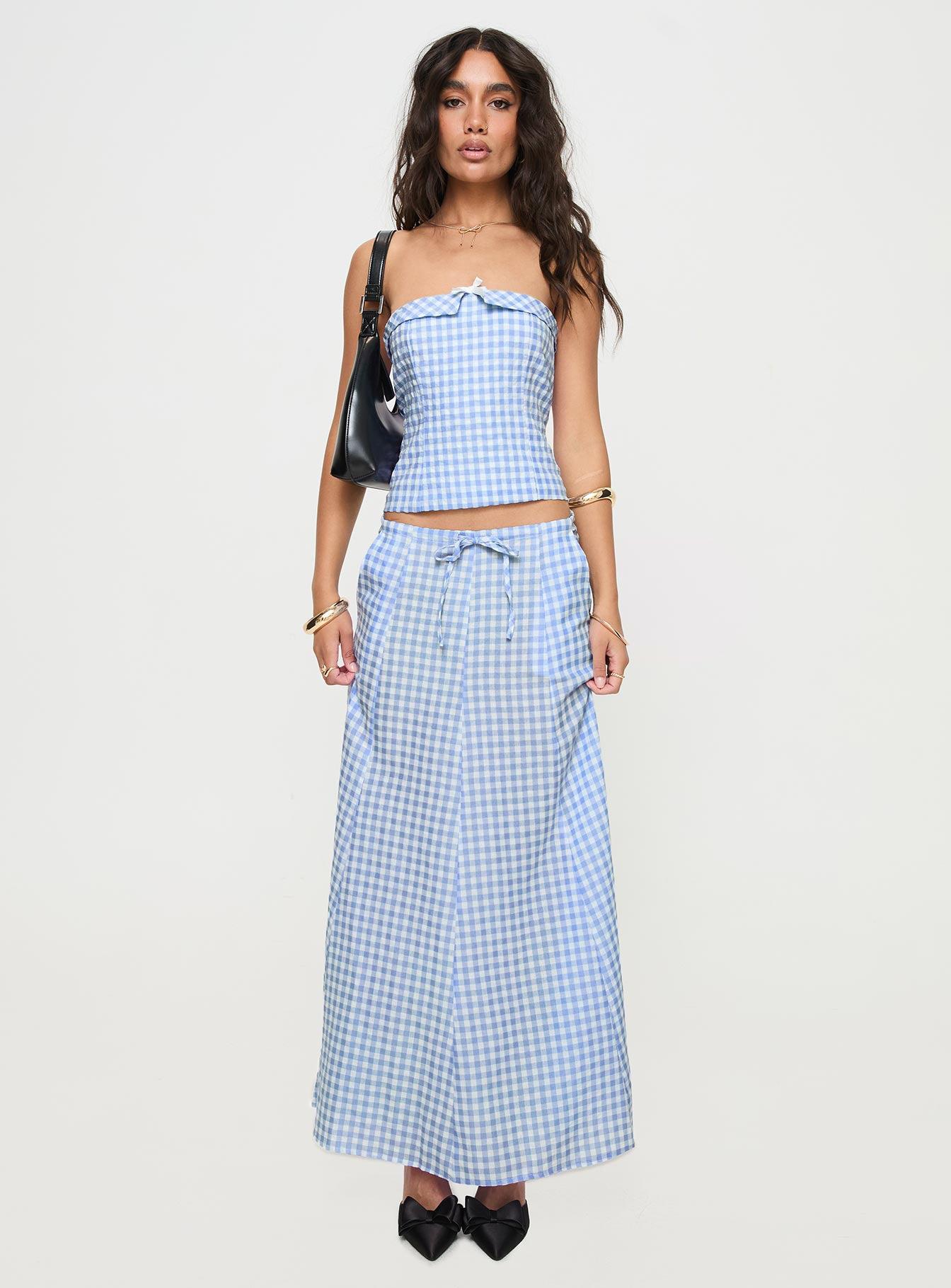 Carmino Maxi Skirt Blue Check Product Image