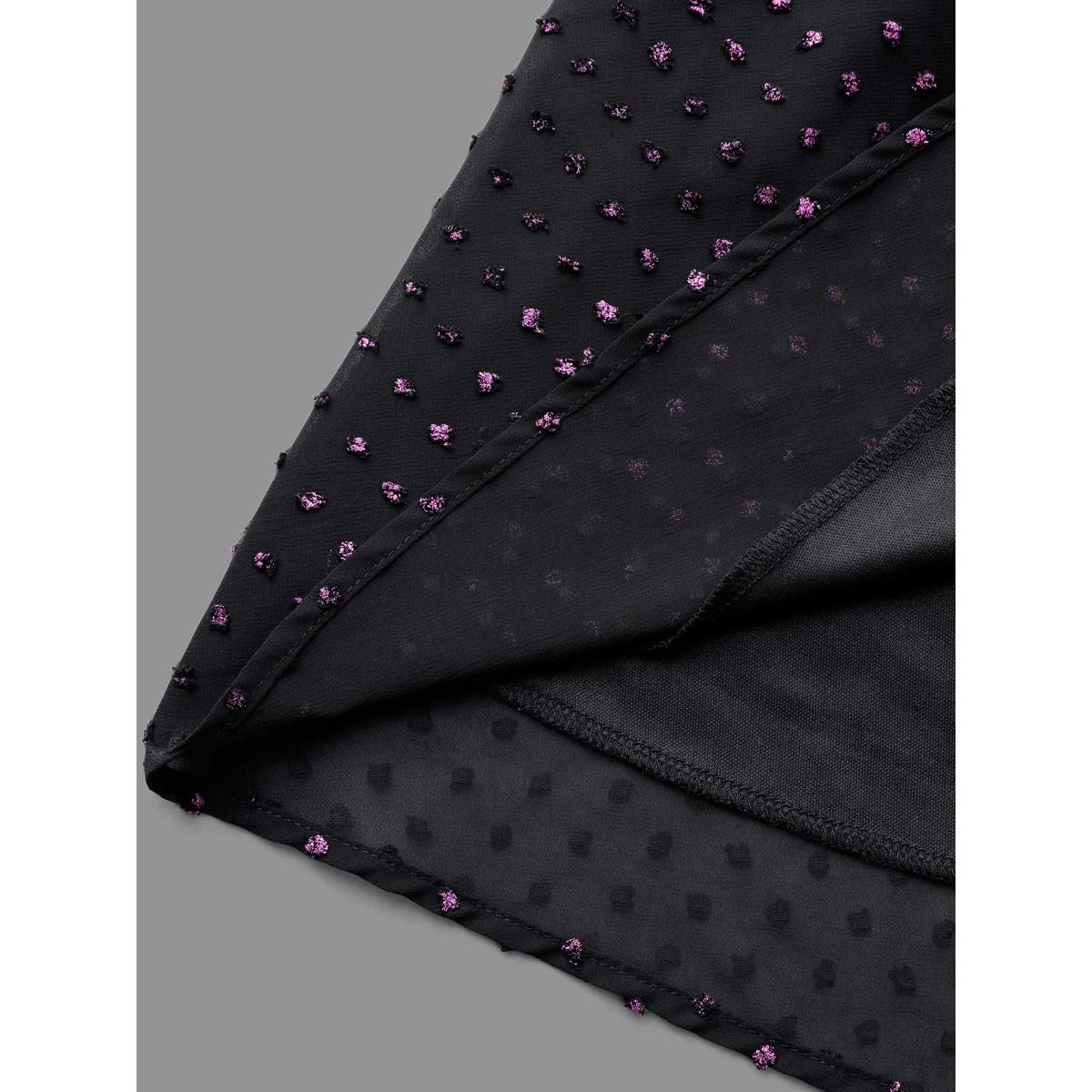 Plus Size Glitter Polka Dot Pleated Skirt Women Black Elegant Gathered No stretch Side seam pocket Everyday Skirts BloomChic 10/M Product Image