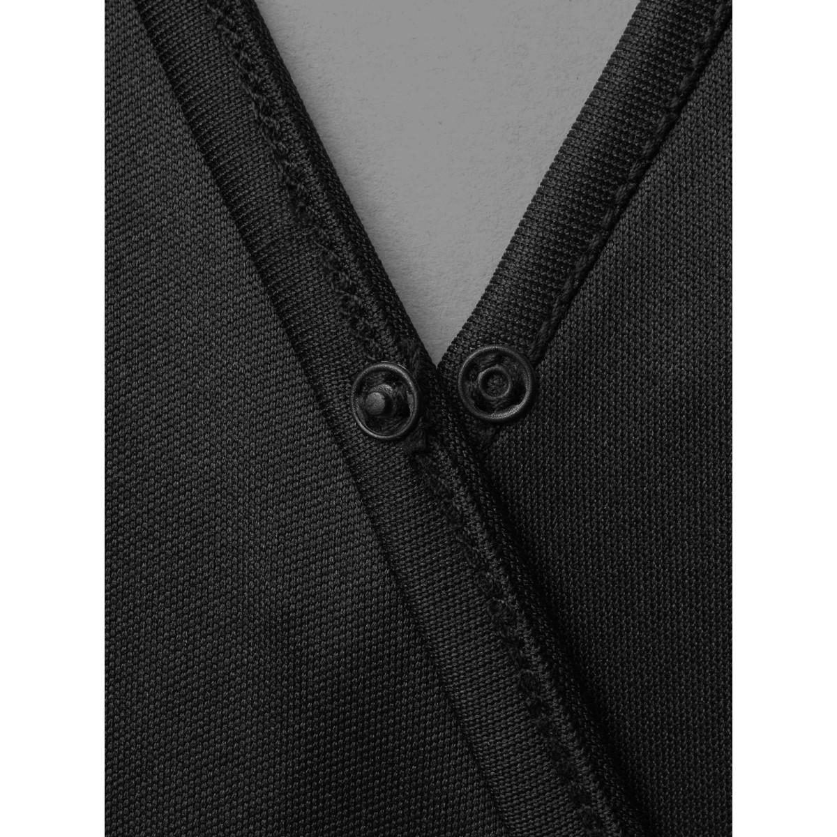 Plus Size Black Chiffon Mesh Overlap Collar Gathered Jumpsuit Women Cocktail Long Sleeve Overlap Collar Party Loose Jumpsuits BloomChic 14-16/1X Product Image