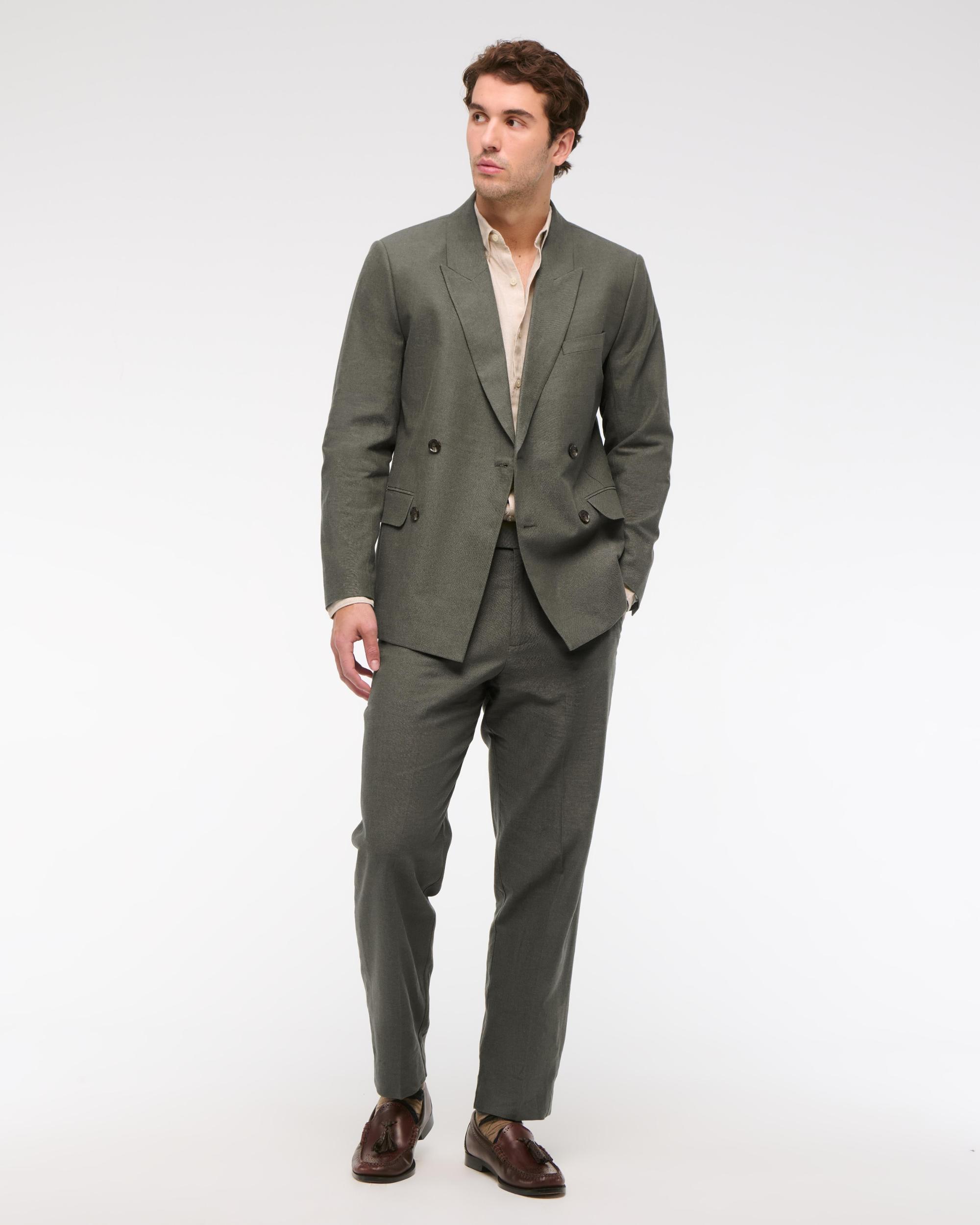 The A&F Collins Double-Breasted Cotton-Texture Blazer Product Image