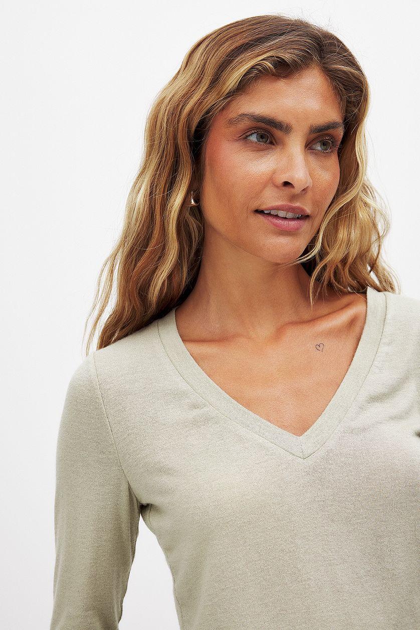 V-neck Long Sleeve Top Product Image