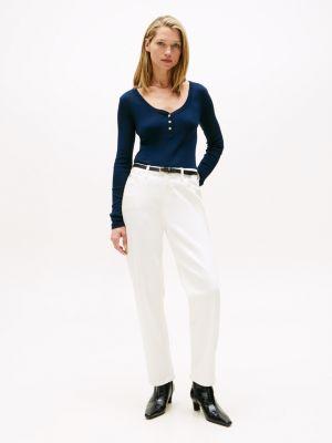 Gold-Button Scoop Neck Henley Product Image