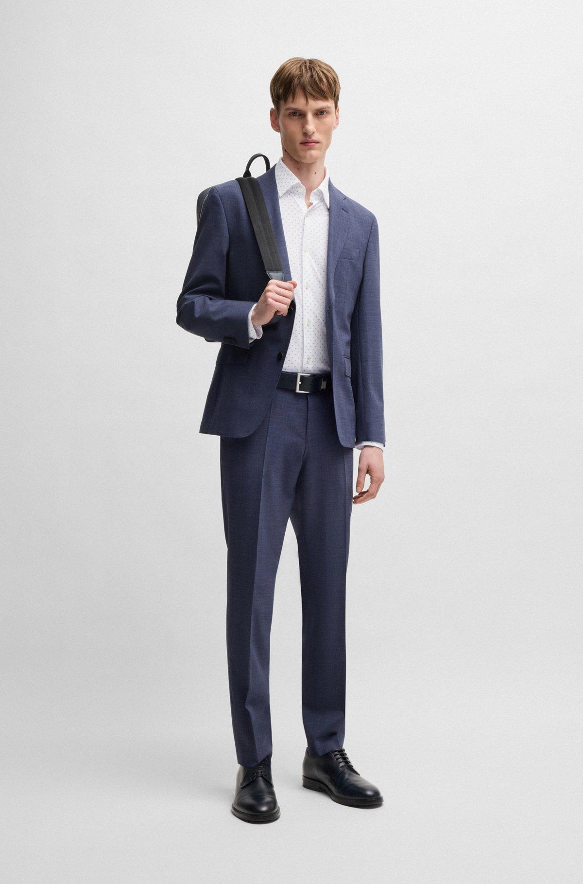 Slim-fit shirt in geometric-print performance-stretch fabric Product Image