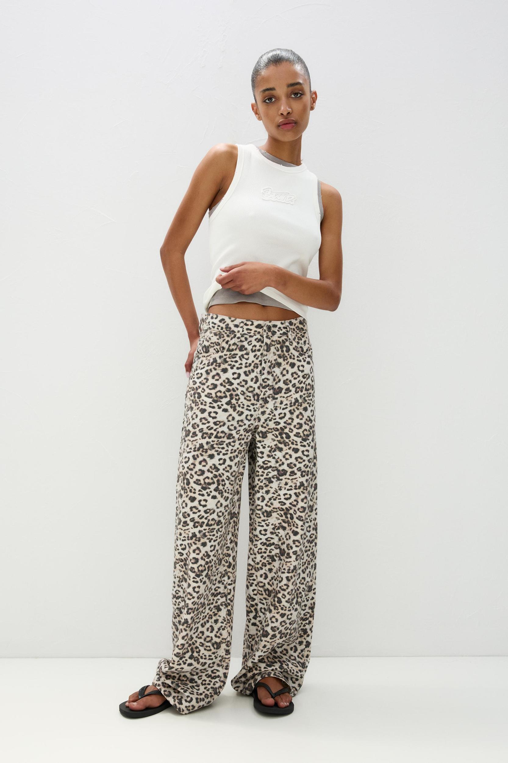 STWD leopard print baggy jeans Product Image