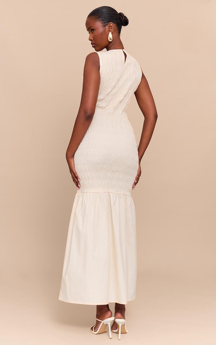 Natural Shirred Detail Drop Waist Maxi Dress Product Image