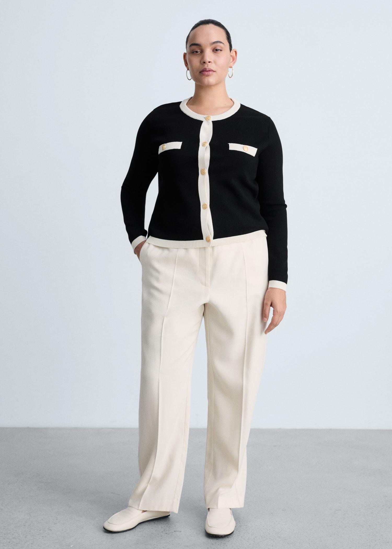 Knitted jacket with jewel buttons - Women | MANGO USA Product Image