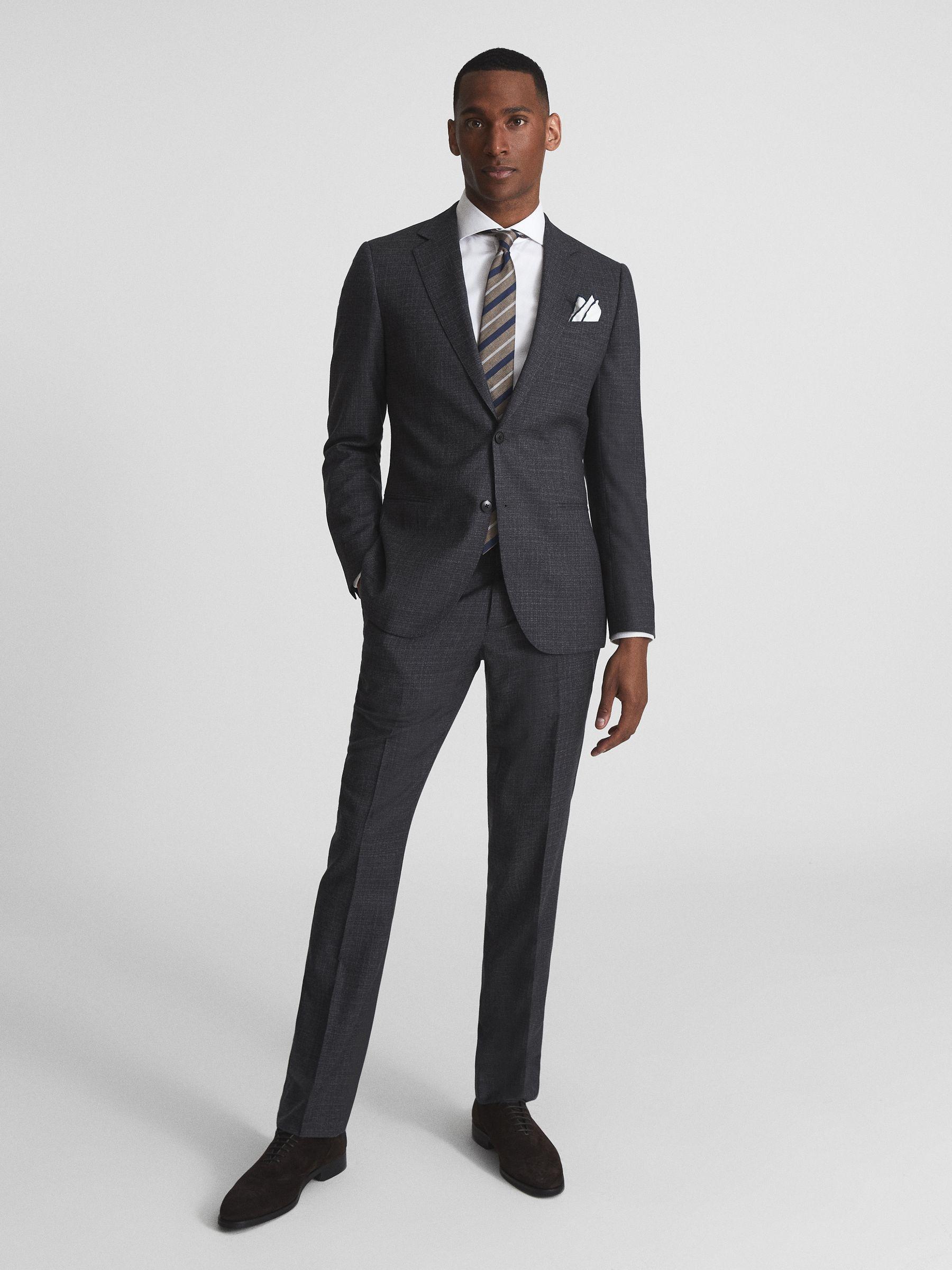 Slim Fit Textured Wool Blazer in Charcoal Product Image