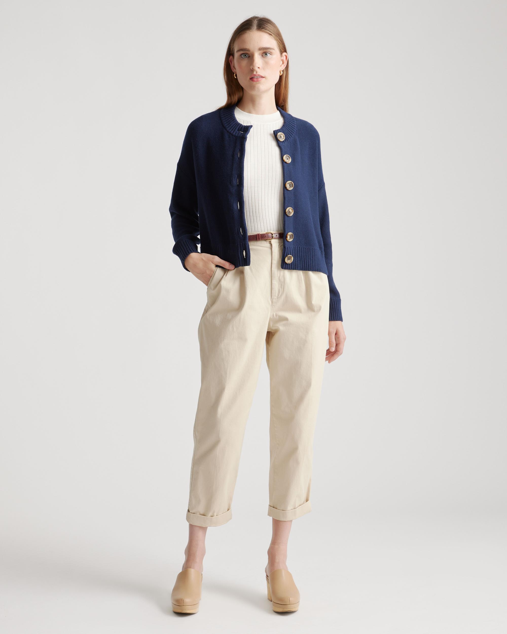 Quince | Women's Cropped Cardigan Sweater Organic Cotton Product Image