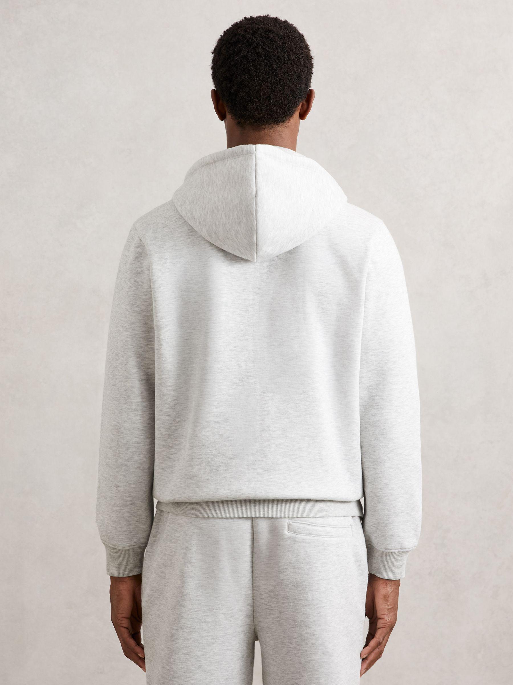 Cotton-Blend Zip-Through Hoodie in Grey Product Image