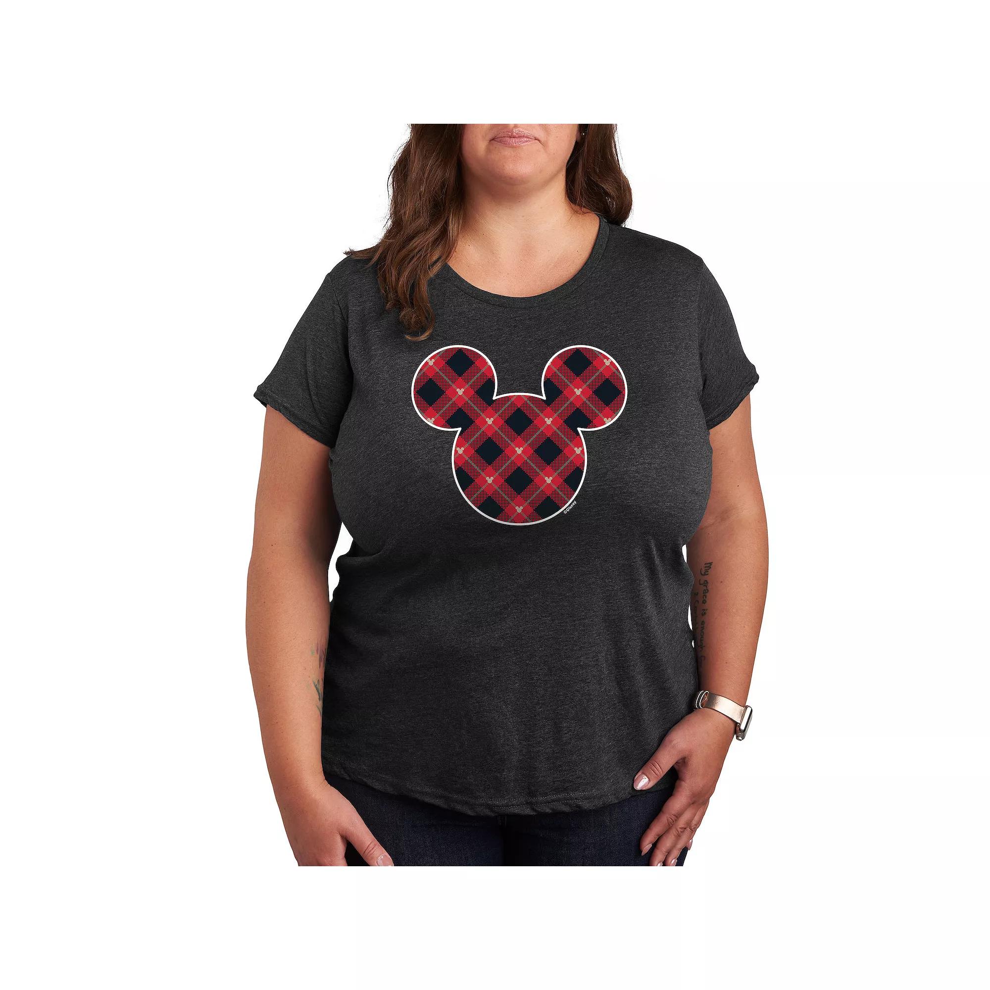 Disney's Mickey Mouse Plus Plaid Silhouette Graphic Tee, Women's,  Product Image