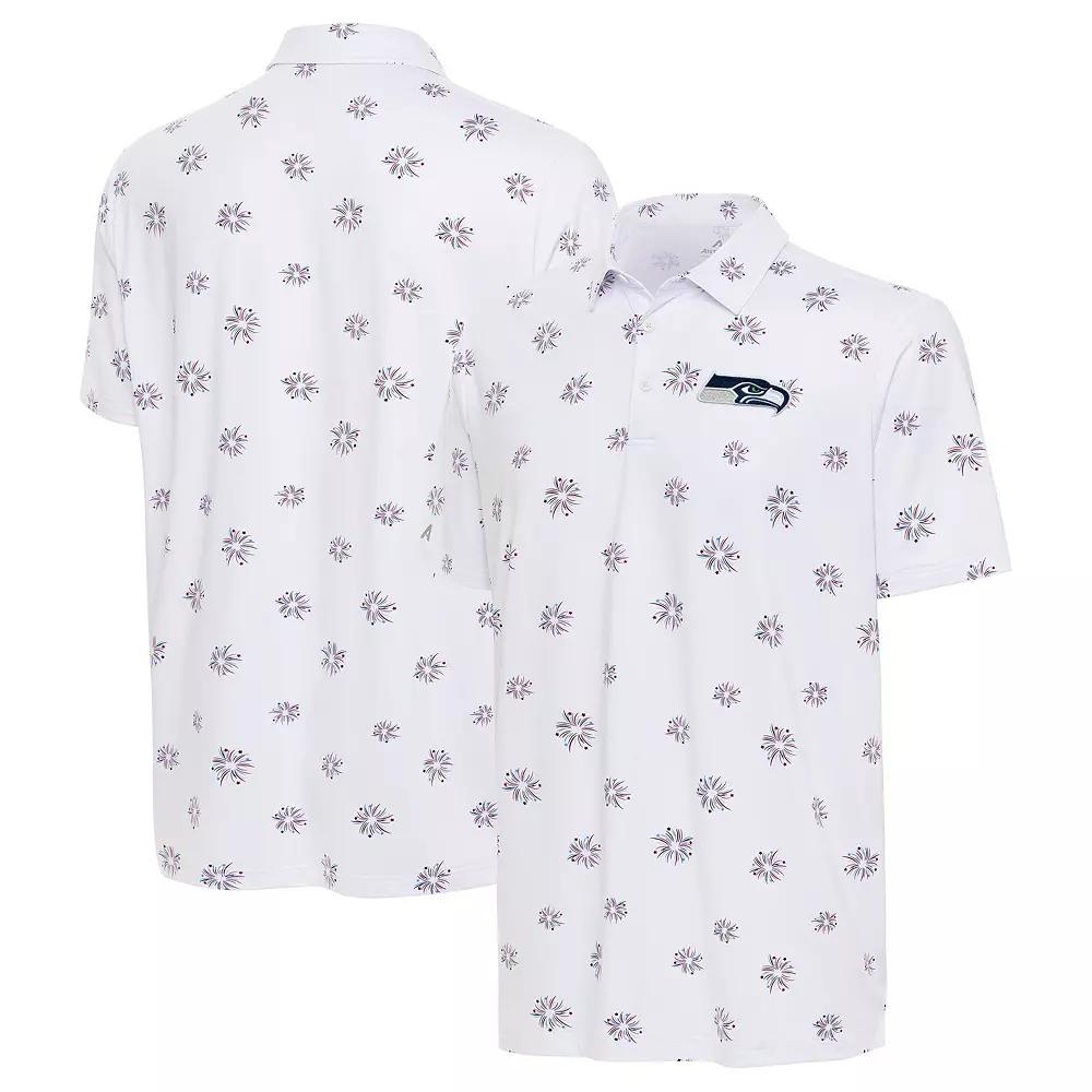 Men's Antigua White Seattle Seahawks Fireworks Polo,  Product Image
