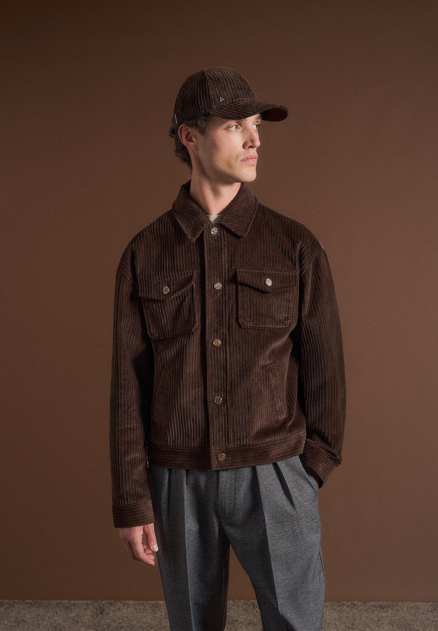 Corduroy Trucker Jacket - Brown Male Product Image