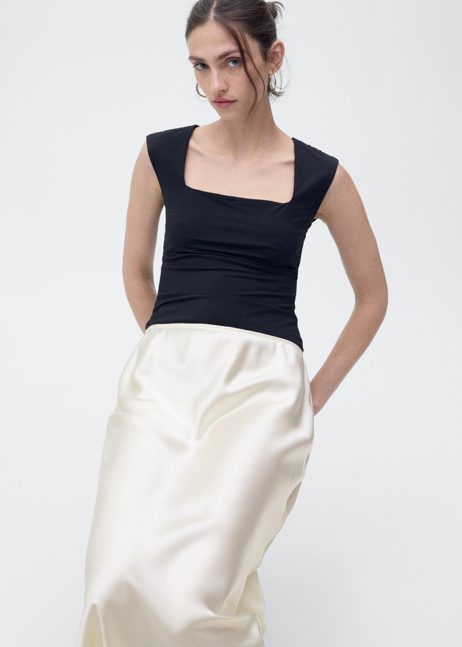Midi satin skirt - Women | MANGO USA Product Image