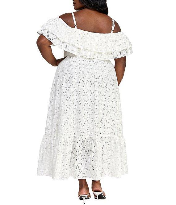 Layered With Love Plus Size Estelle Off-the-Shoulder Embroidered Eyelet Dress Product Image