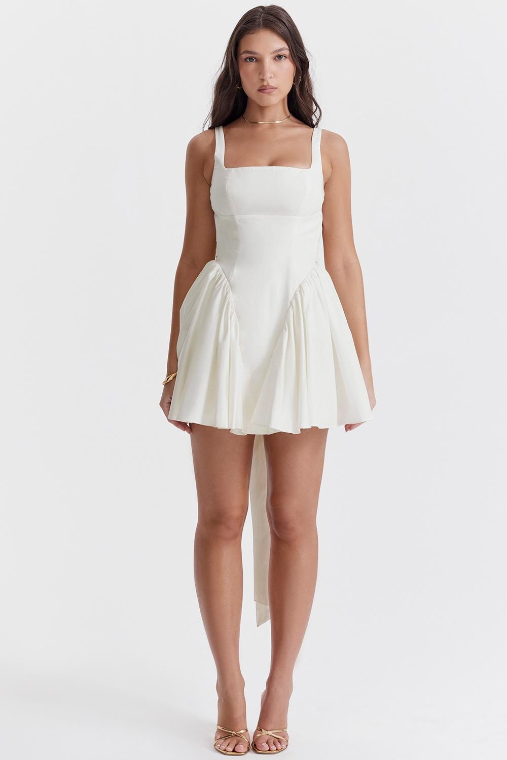 Florianne  ivory cotton bow mini dress Product Image