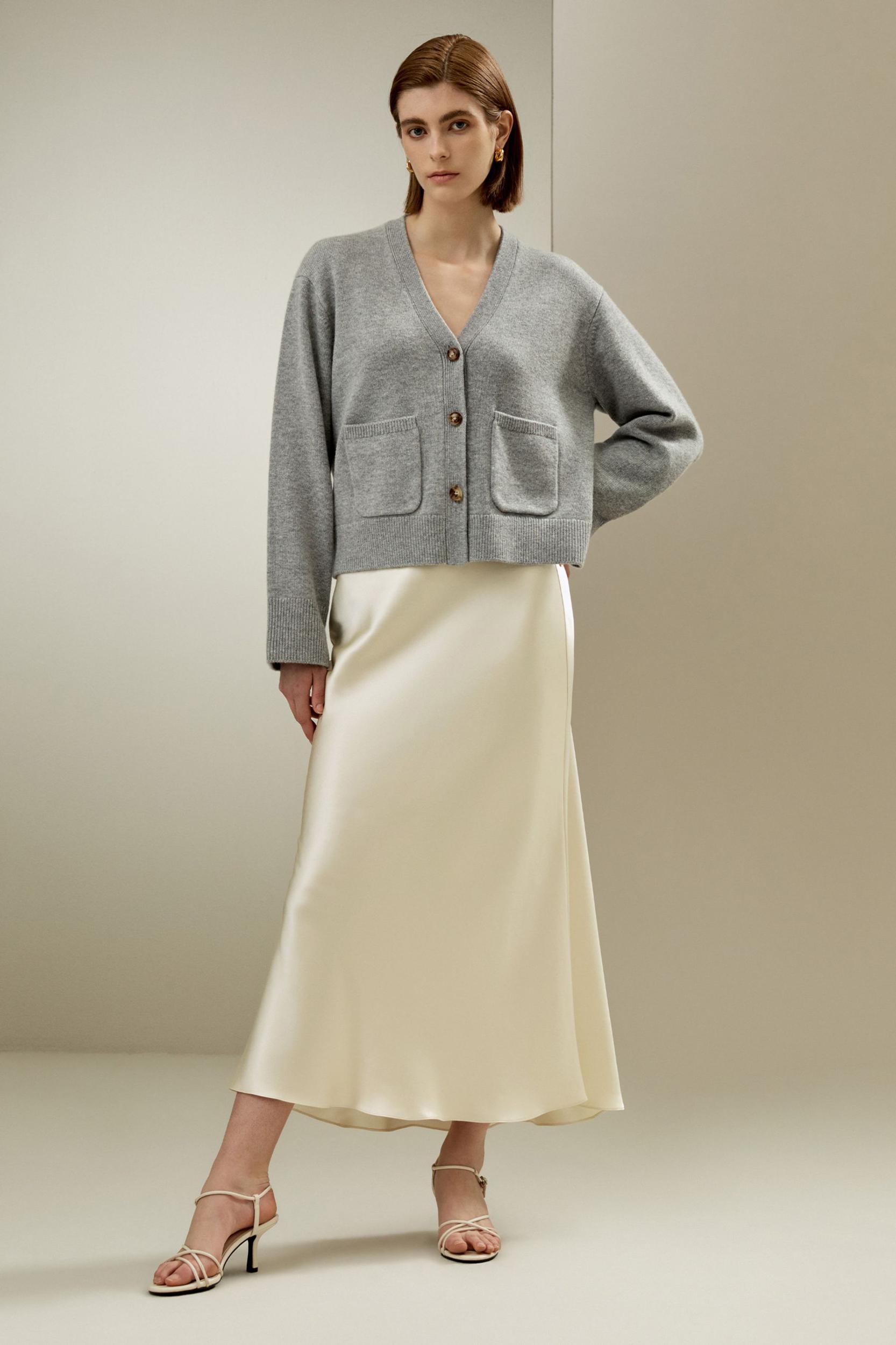 LILYSILK Cashmere Cardigan - for Women - Camel Golden Ratio Cashmere Wool Blend - Warm Front Pockets Sweater S Product Image