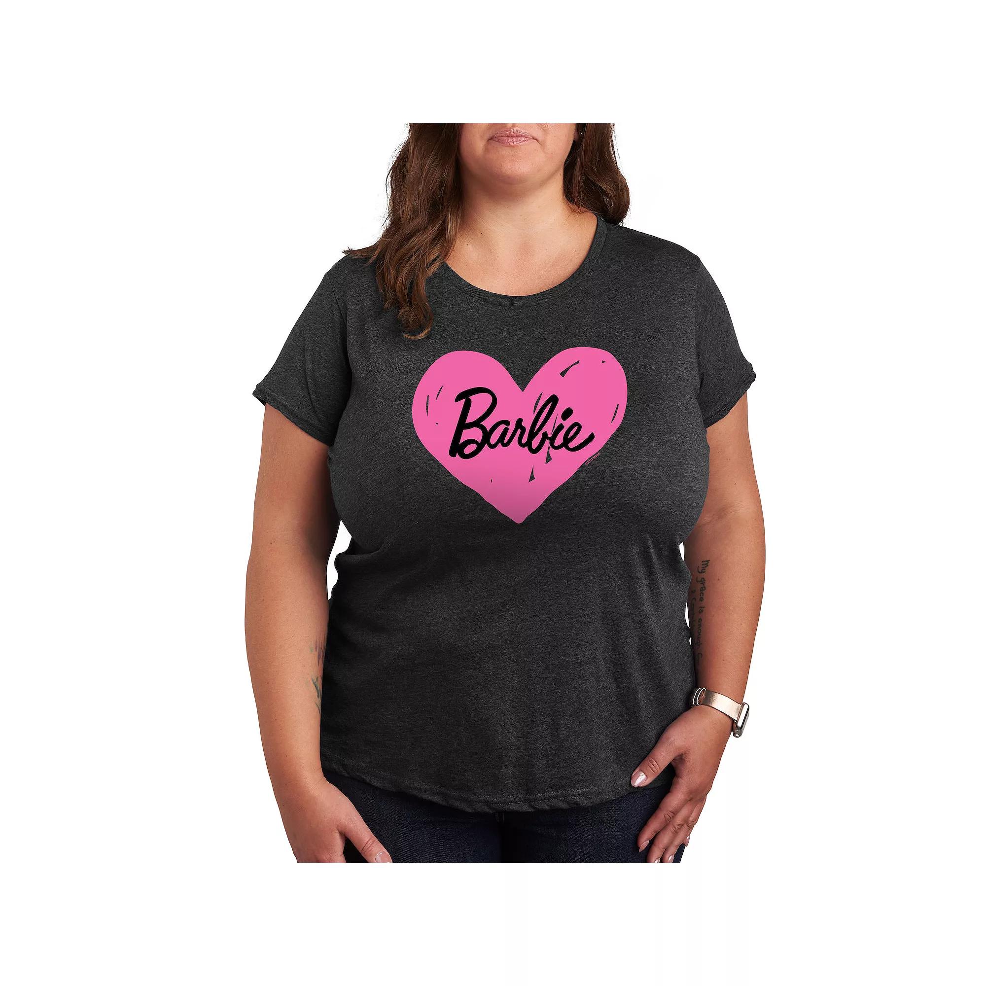 Plus Barbie® Hand Painted Heart Logo Graphic Tee, Women's,  Product Image