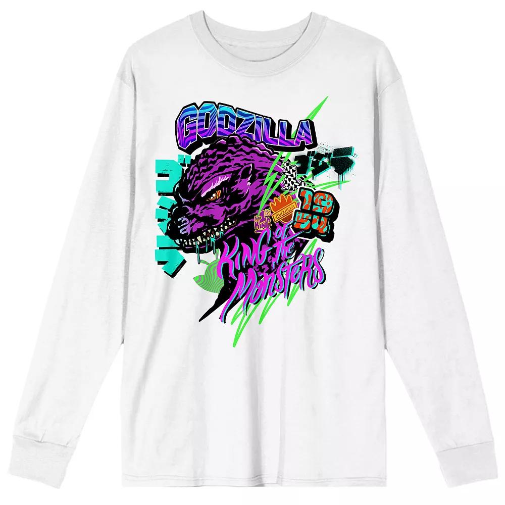 Men's Godzilla Classic King of the Monsters Long Sleeve Tee, Size: Small, White Product Image
