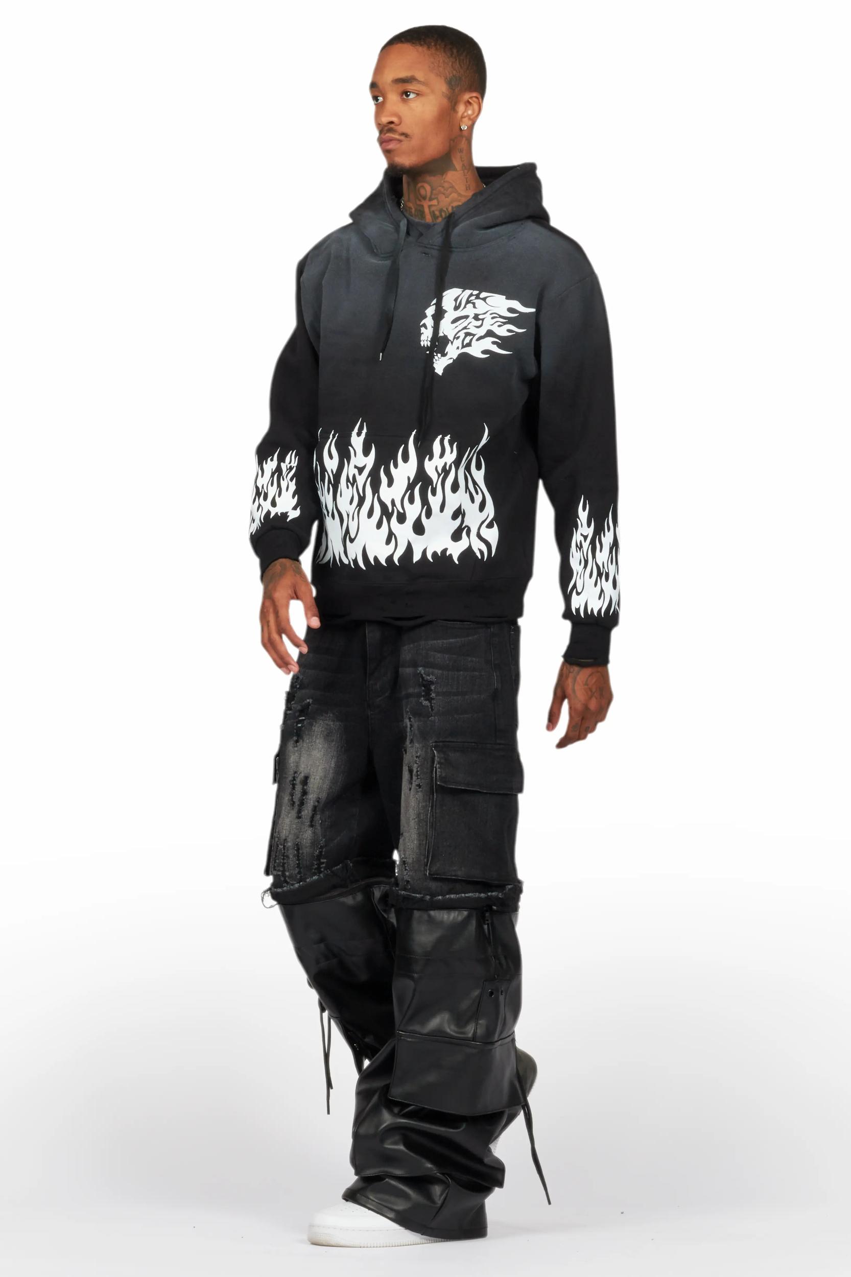 Bubble Black Graphic Hoodie Male Product Image