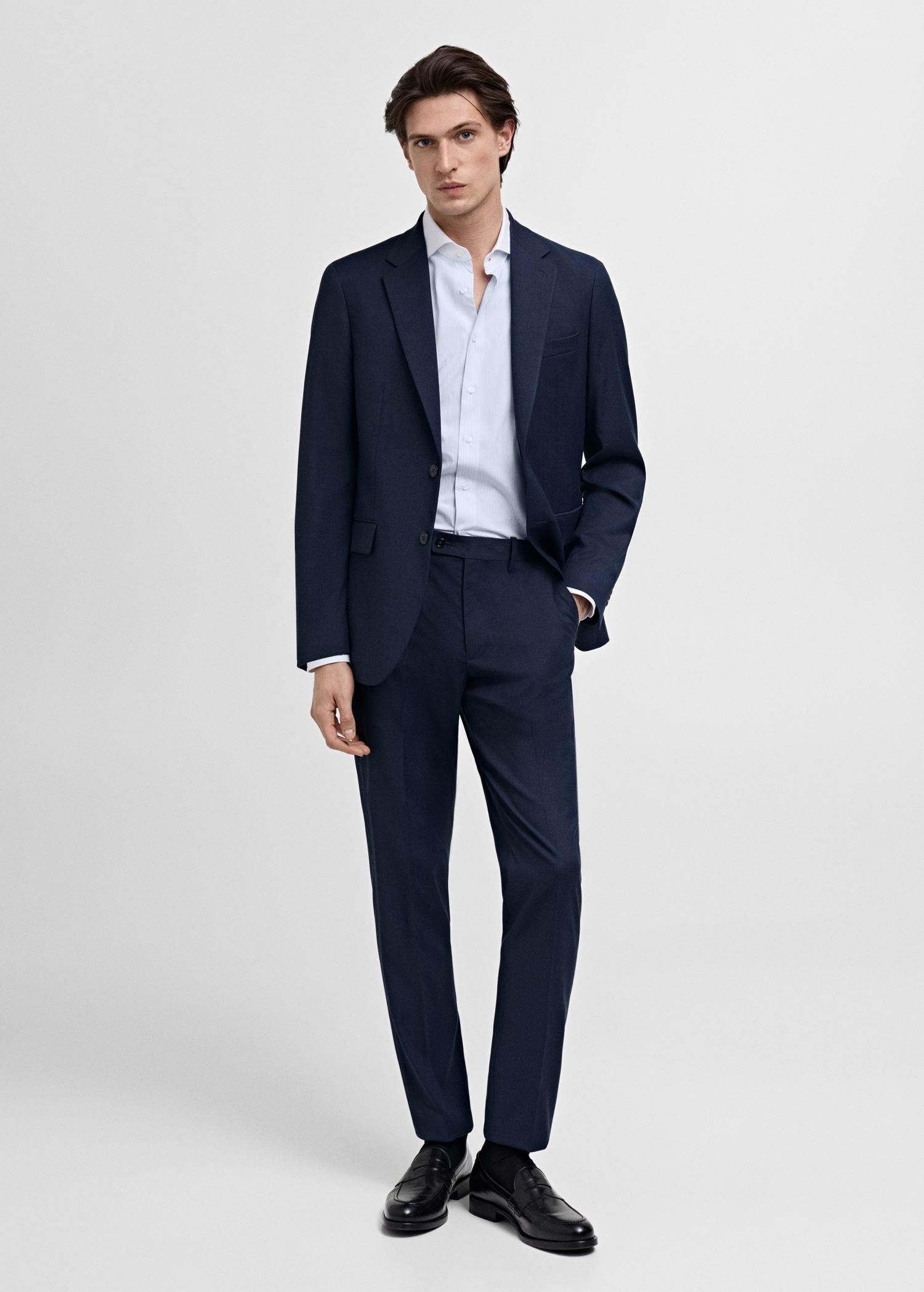 Striped suit shirt with contrasting collar - Men | MANGO USA Product Image