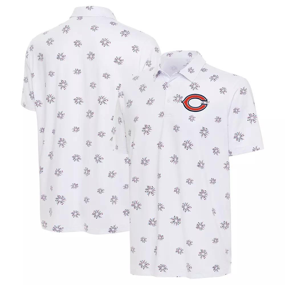 Men's Antigua White Chicago Bears Fireworks Polo,  Product Image