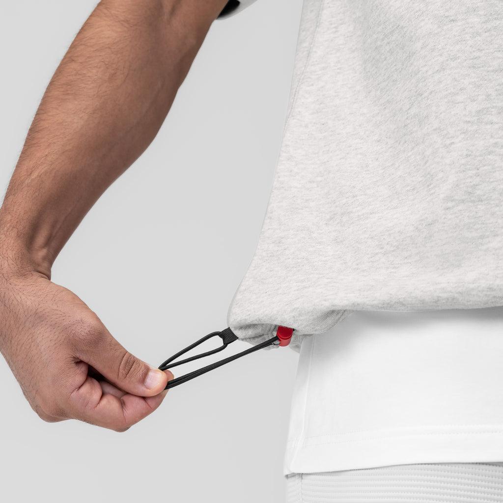 1026. Herringbone Terry Oversized Cinch Tee - Heather Grey Product Image