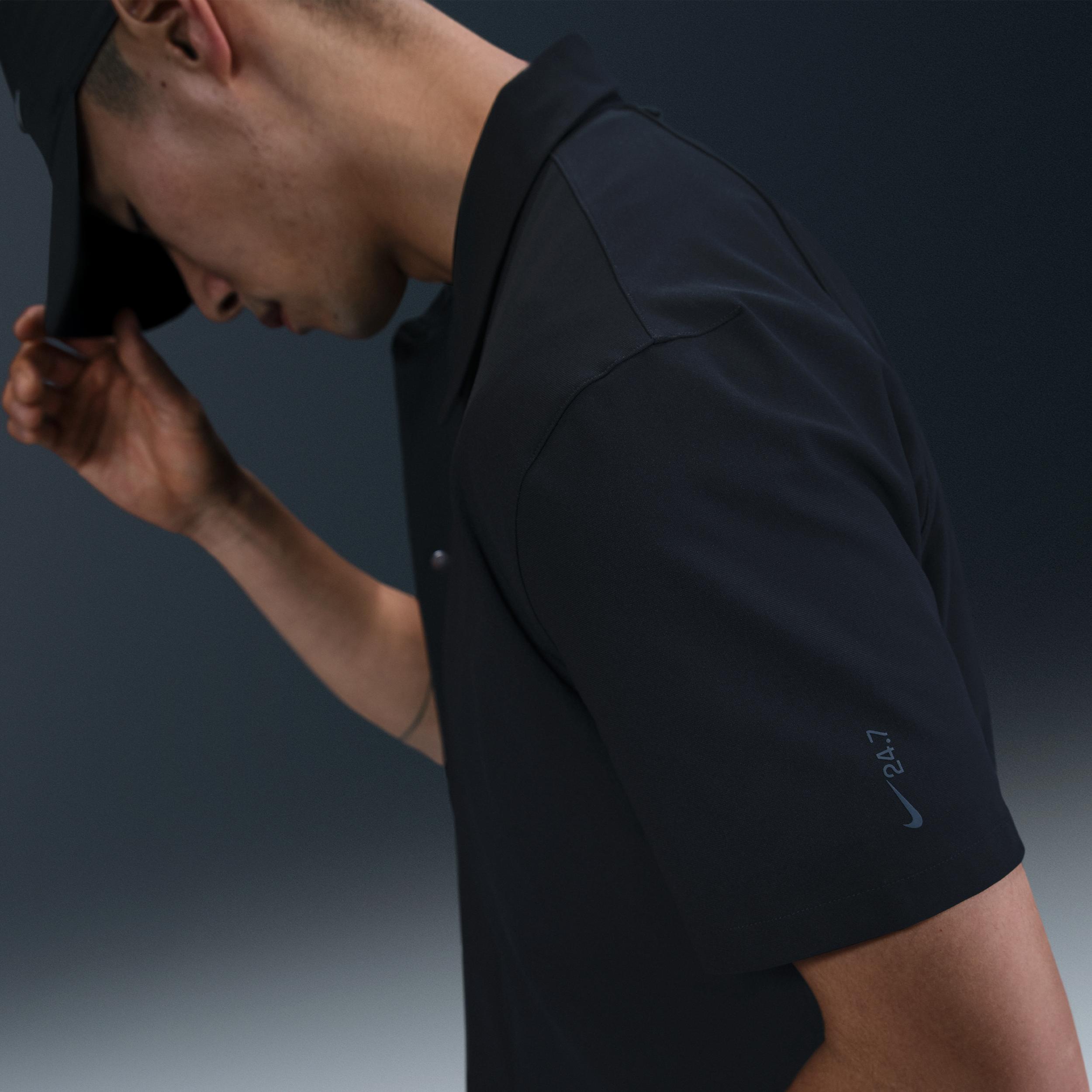 Nike Mens 24.7 PerfectStretch Dri-FIT Short-Sleeve Snap-Down Top | HQ6958-010 Product Image