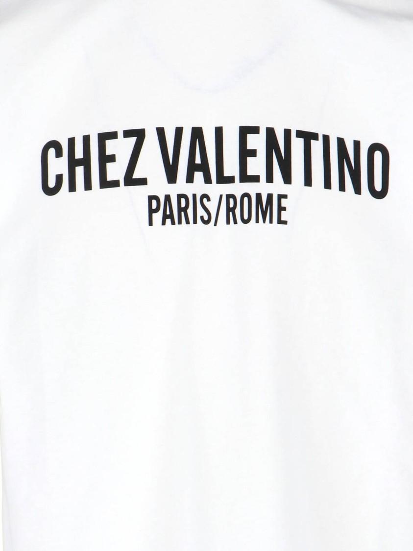 VALENTINO Cotton Crew Neck T-shirt With Graphic Print In White Product Image