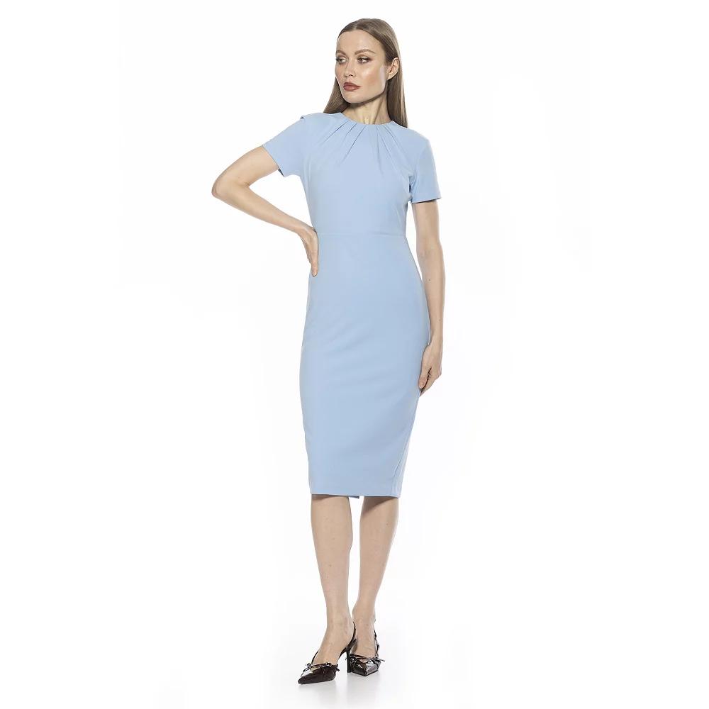 Women's ALEXIA ADMOR Quinn Draped-Neck Midi Sheath Dress,  Product Image