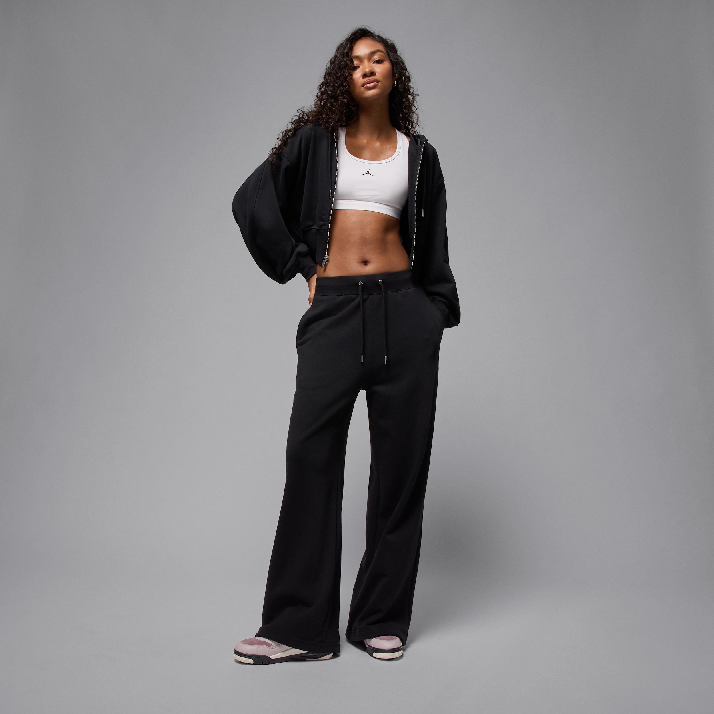 Womens Jordan Flight Fleece Cropped Satin-Lined Hoodie | IB9863-010 Product Image