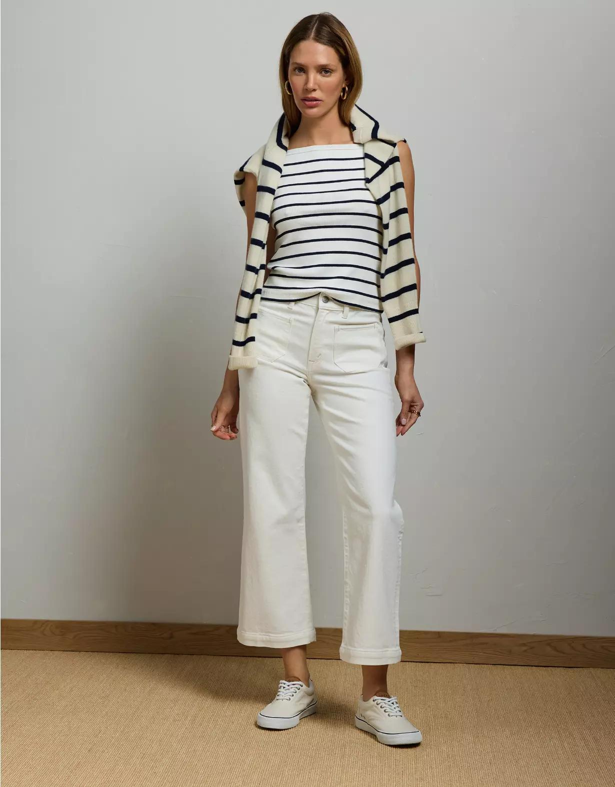 AE77 Premium Bootcut Crop Jean Product Image