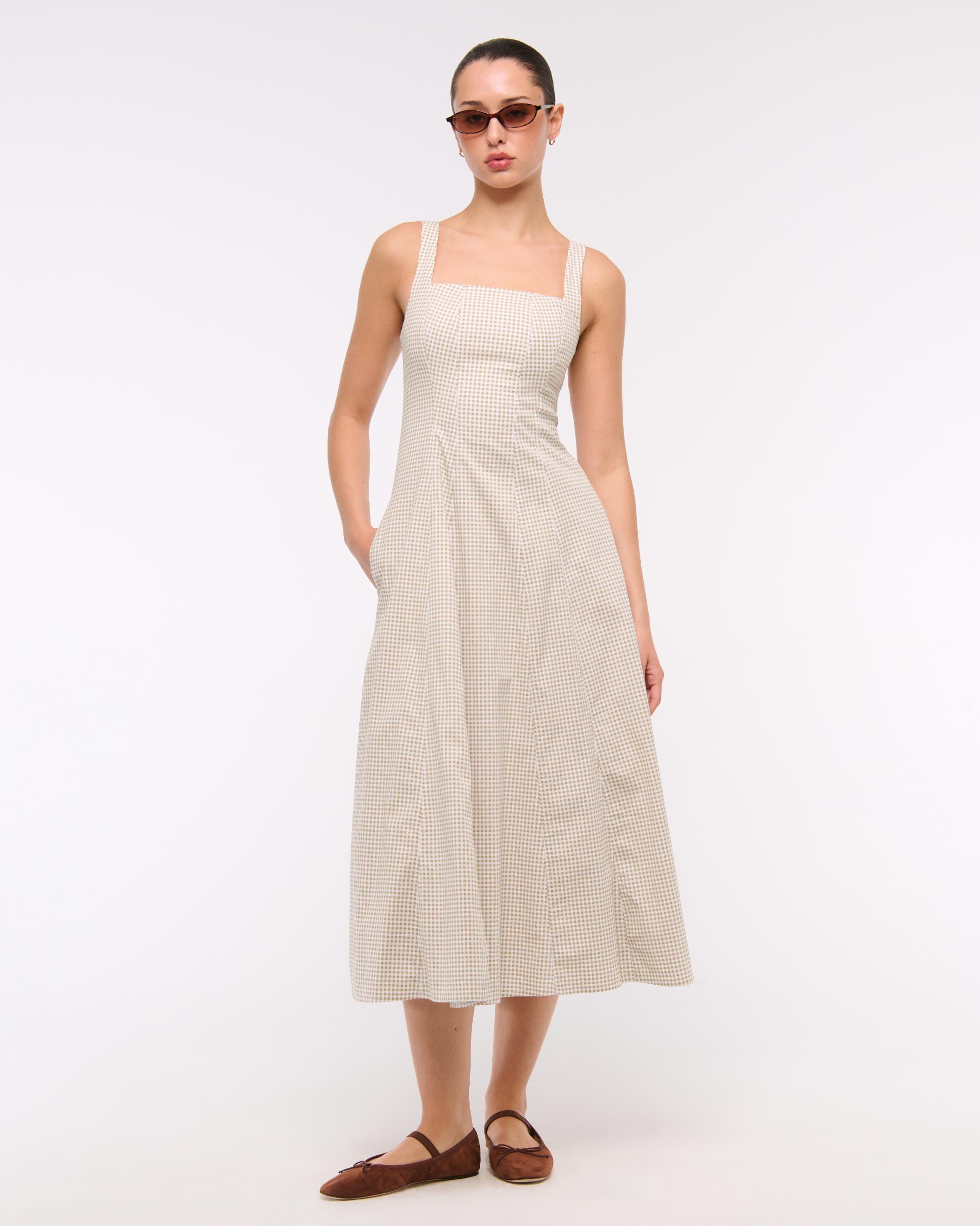The A&F Mila Stretch Midi Dress Product Image