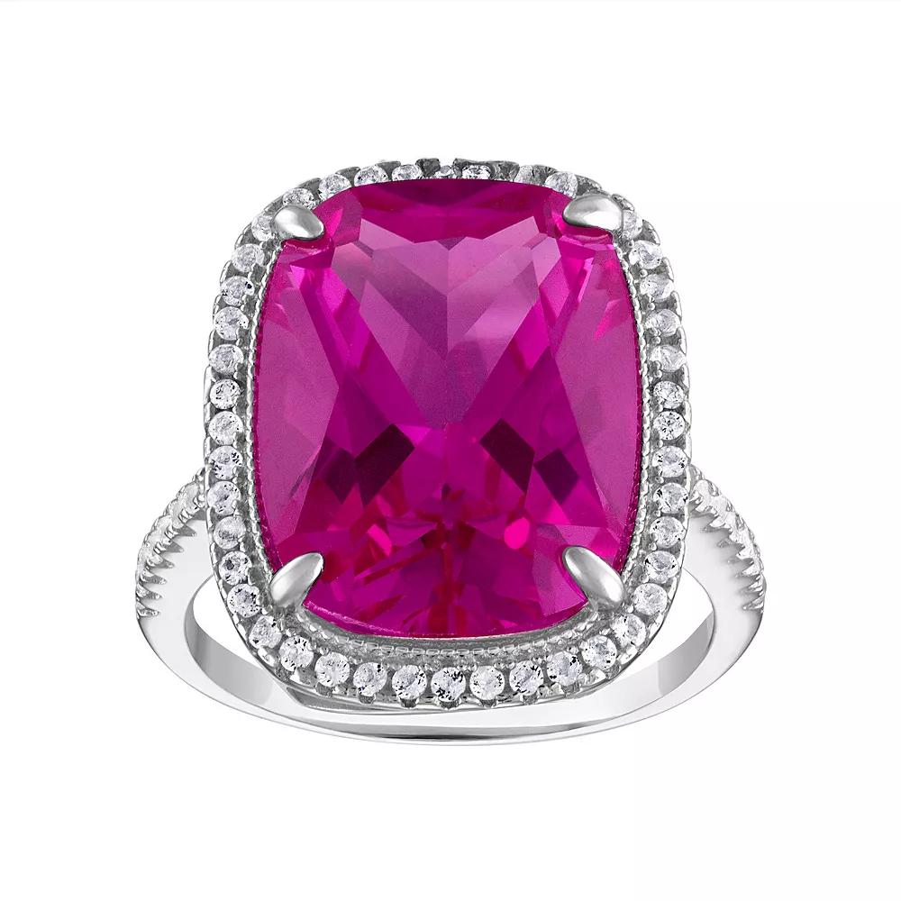 Designs by Gioelli Sterling Silver Gemstone Ring, Women's, Size: 10, Lab Created Pnk Spphr Product Image