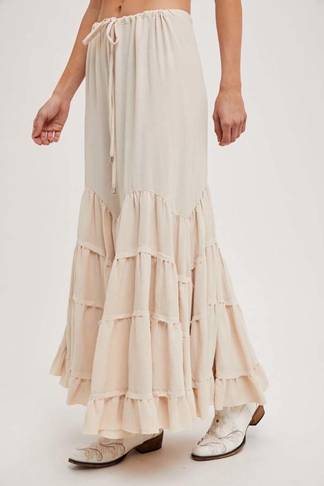 Ruffled Drawstring Waist Maxi Skirt Product Image