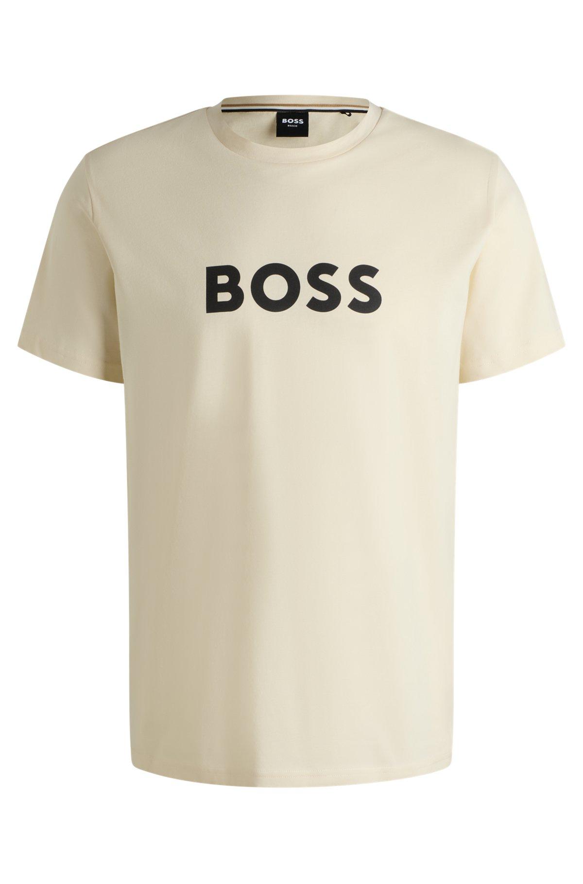 BOSS - Cotton-jersey T-shirt with SPF 50+ UV protection - White Product Image