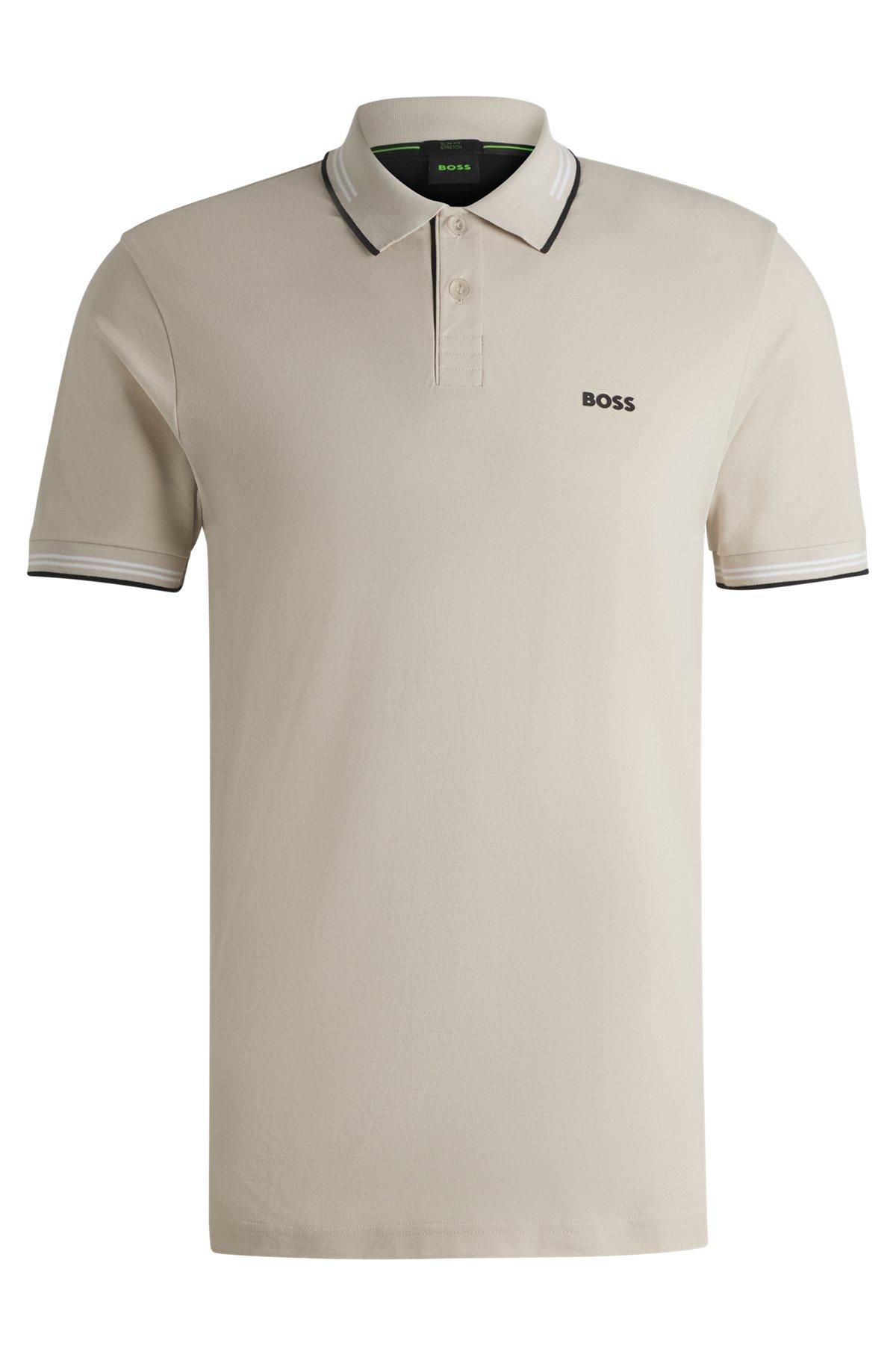 Stretch-cotton slim-fit polo shirt with branding Product Image