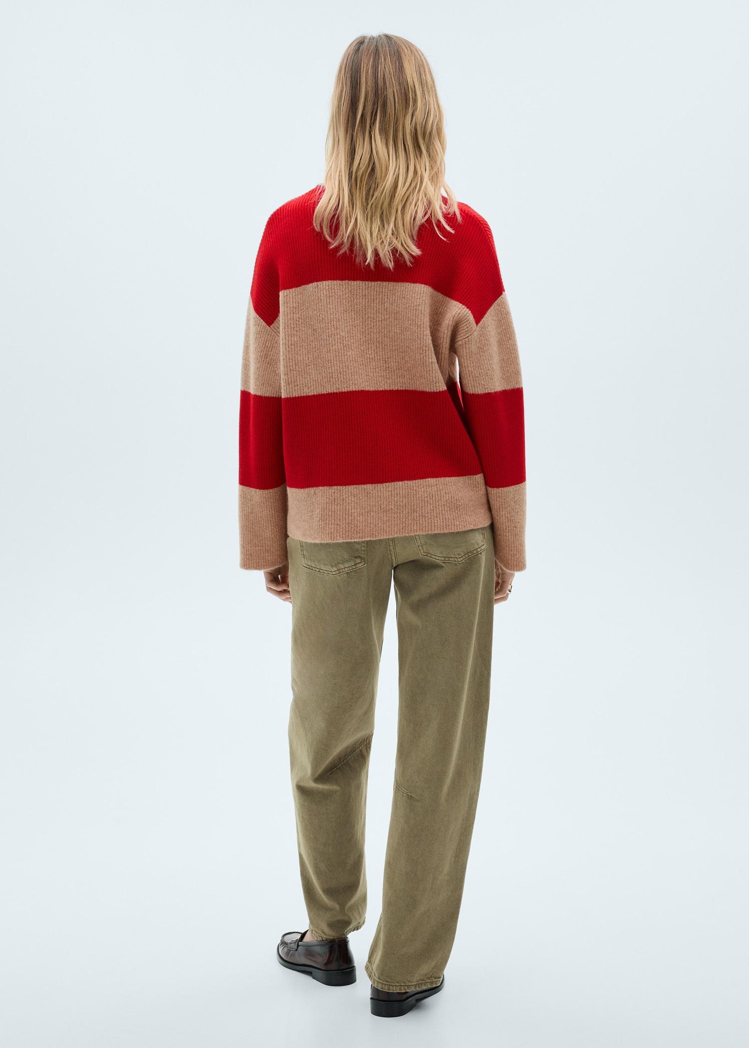 Striped polo-neck sweater - Women | MANGO USA Product Image