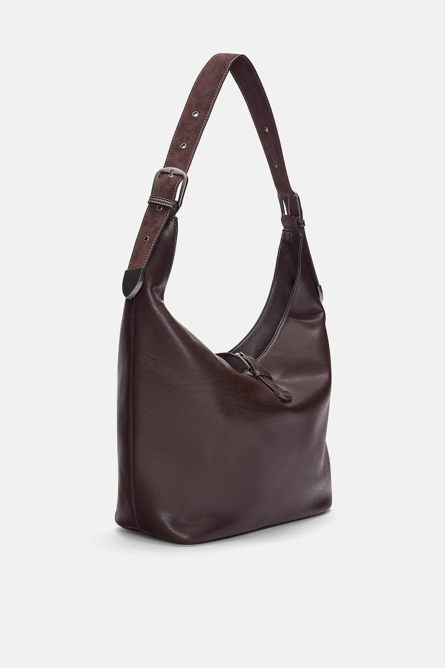 Faux leather shopper bag with buckle Product Image