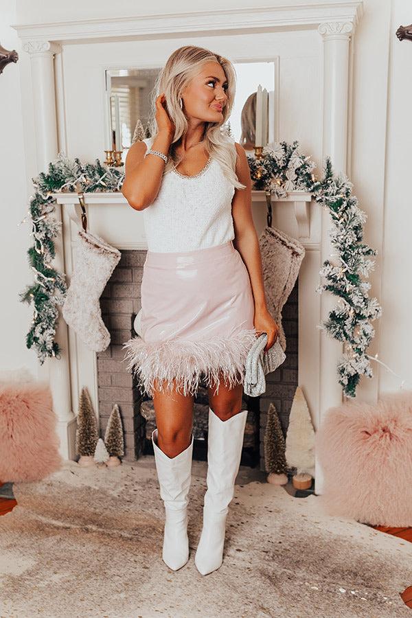The Freesia Patent Feather Skirt In Blush Product Image