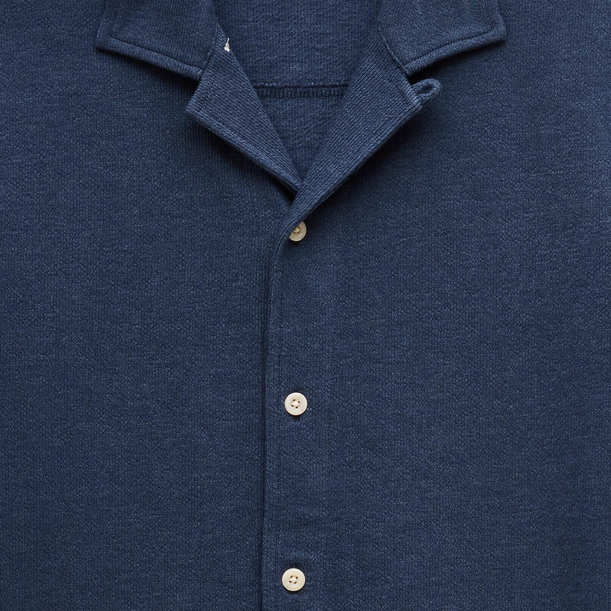 Textured camp-collar knit shirt in stripe Product Image