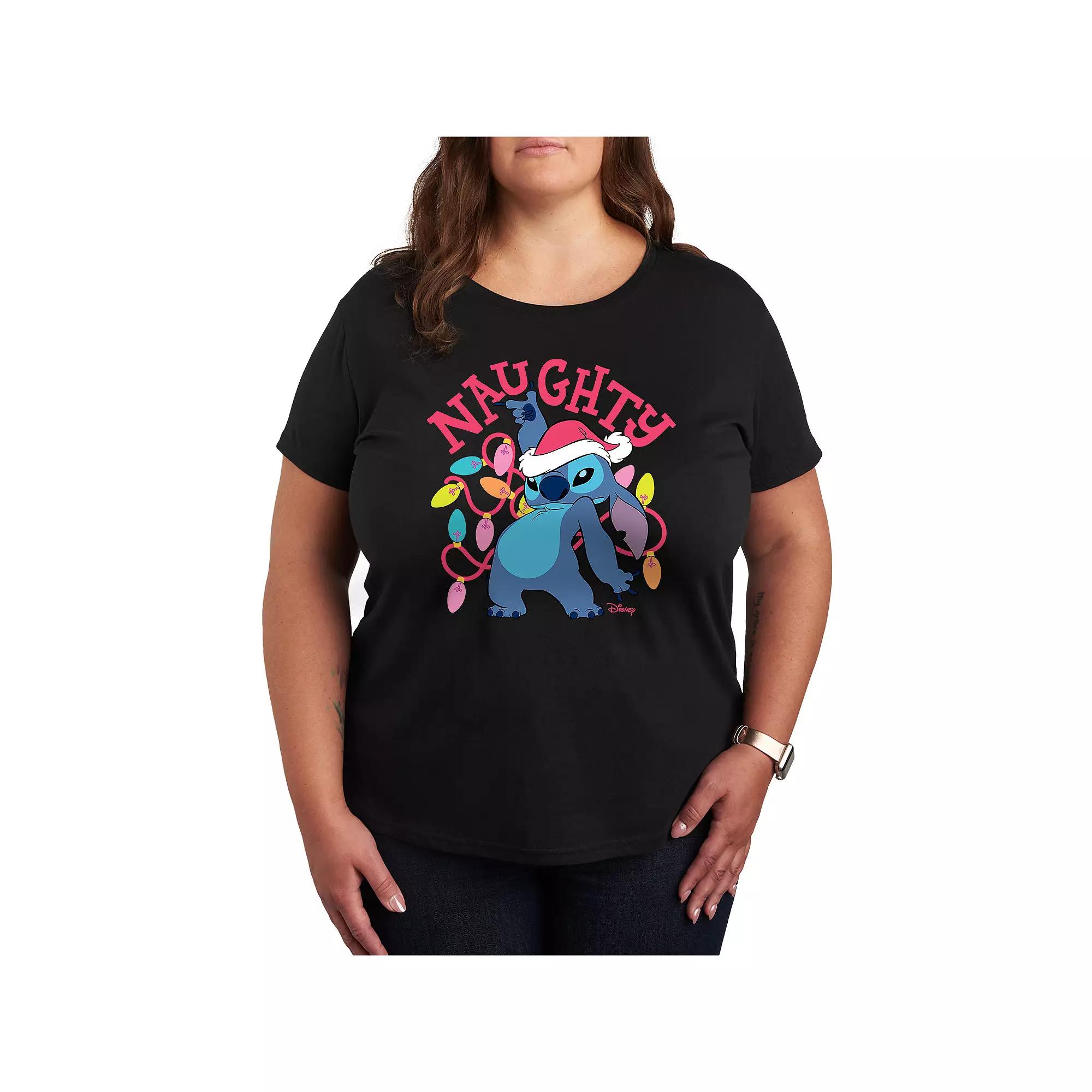 Disney's Lilo and Stitch Plus Size Naughty List Graphic Tee, Women's, Size: 2XL, Black Product Image