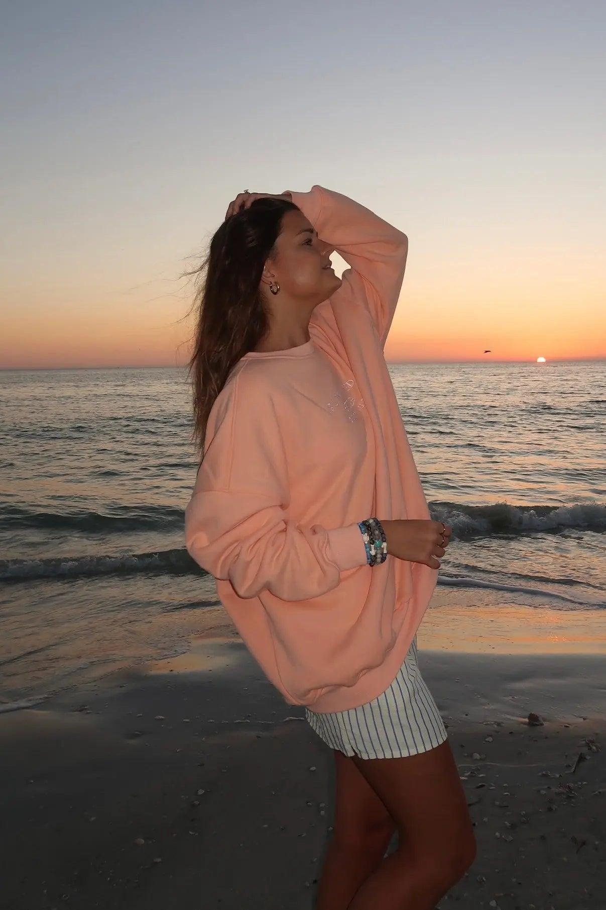 Sherbet Orange Sunkissedcoconut Embroider Sweatshirt Product Image