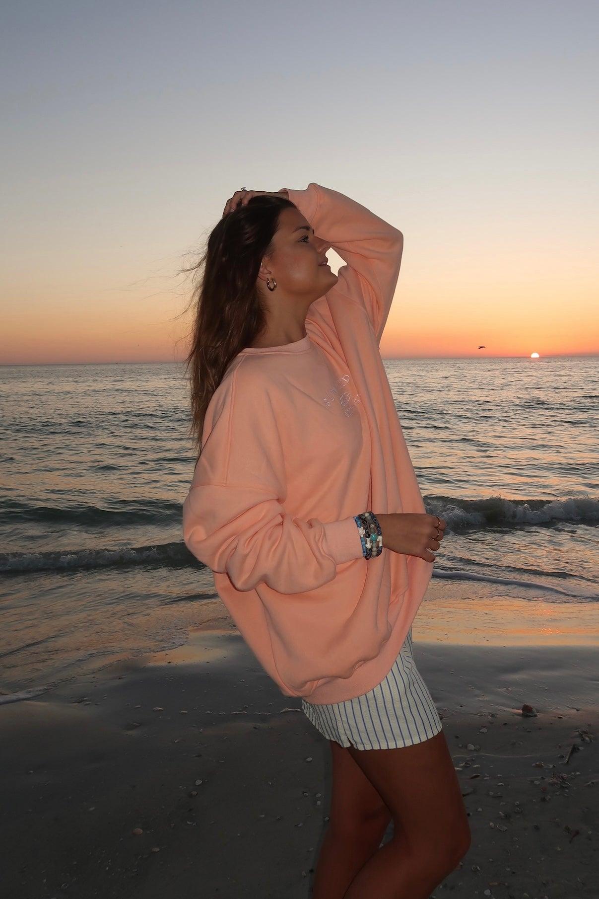 Sherbet Orange Sunkissedcoconut Embroider Sweatshirt Product Image