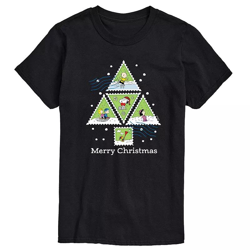 Big & Tall Peanuts Christmas Tree Stamps Graphic Tee, Men's,  Product Image
