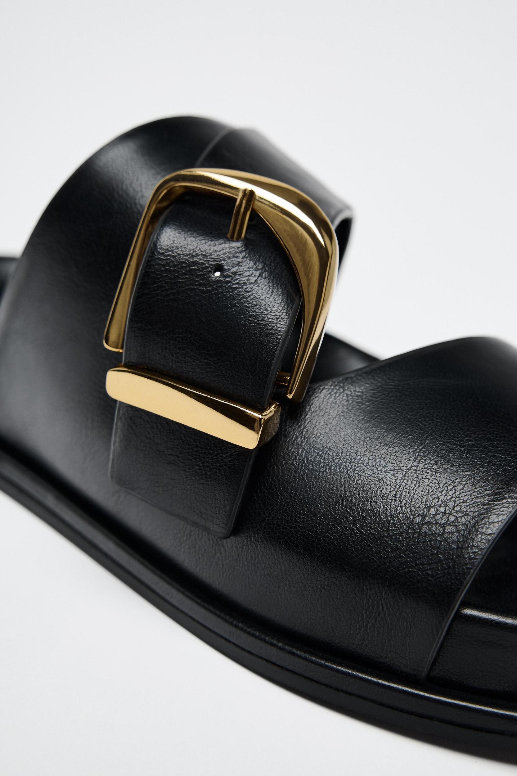 BUCKLE FLAT SANDALS Product Image