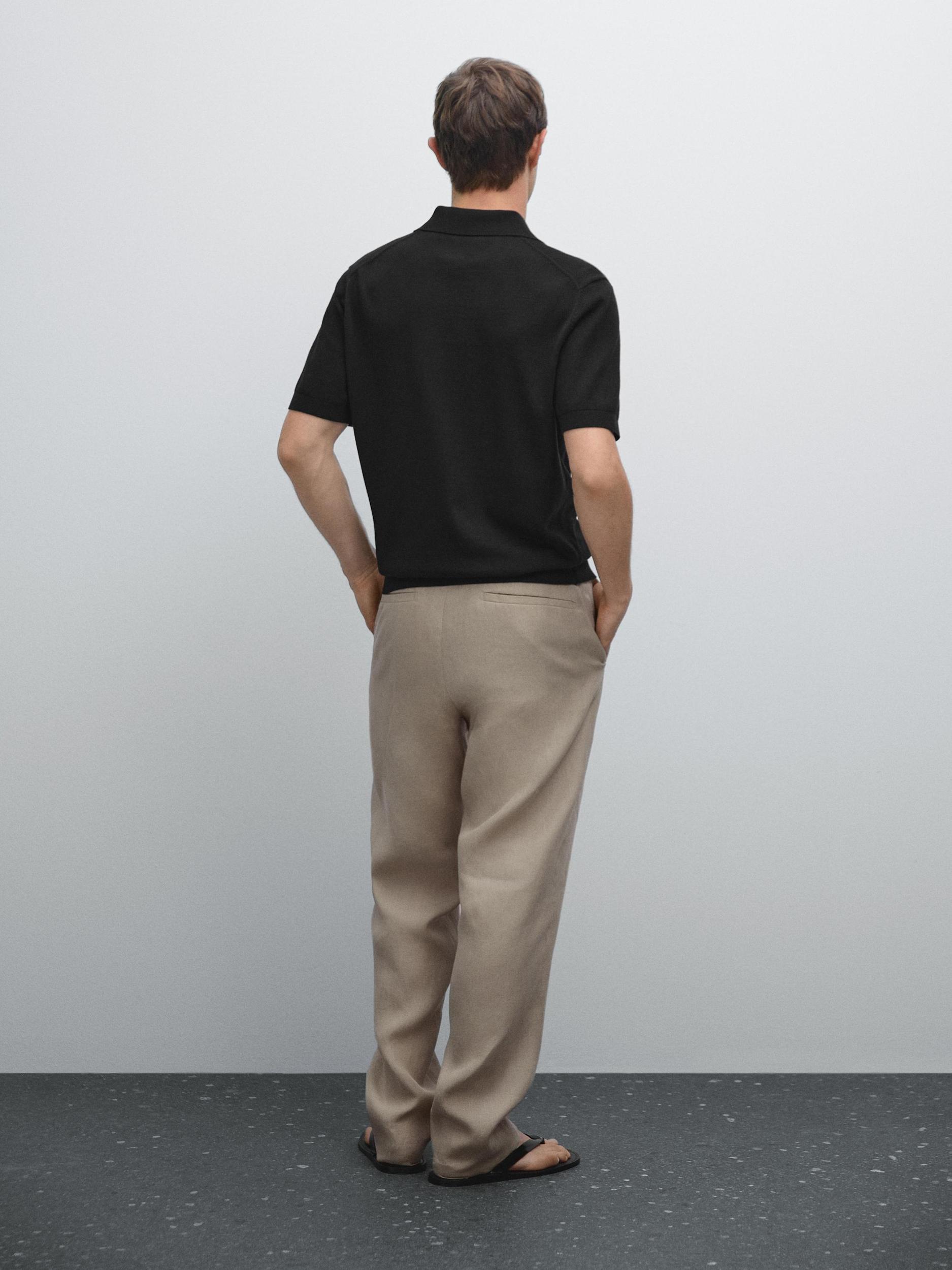 Cotton knit quarter-zip polo shirt Product Image
