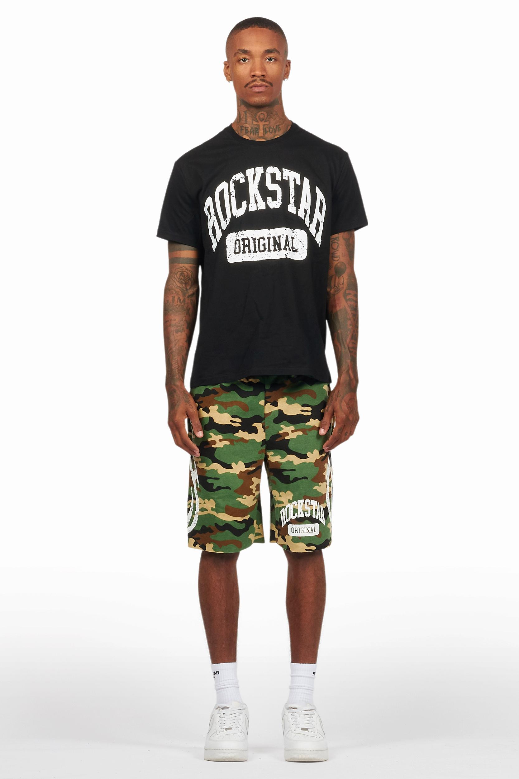 Members Black/Camo T-Shirt/Short Set Male Product Image