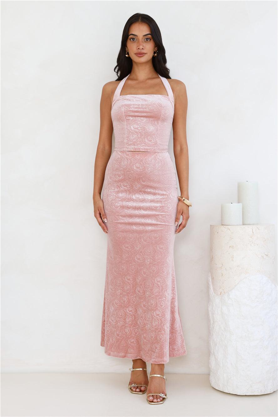 Velvet Gaze Halter Crop Top Pink Product Image