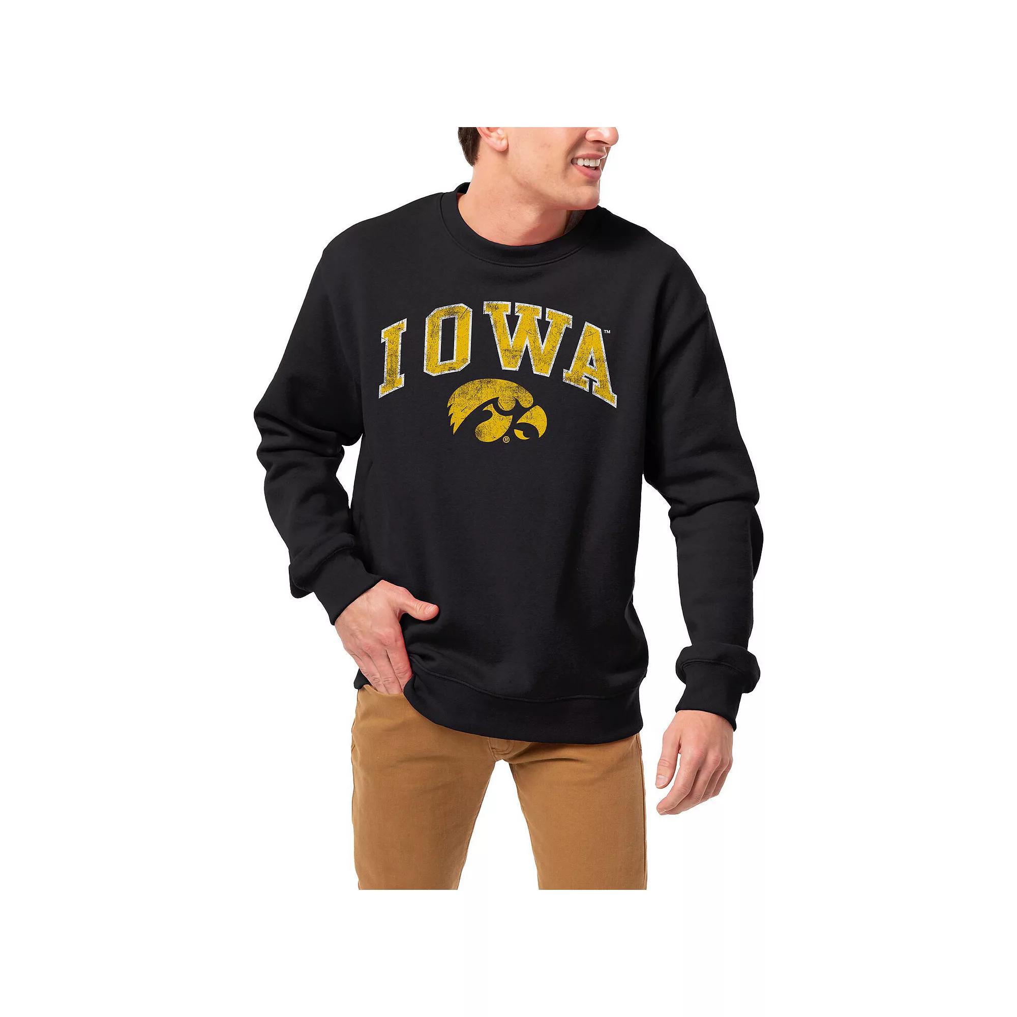Men's League Collegiate Wear Black Iowa Hawkeyes 1965 Arch Essential Pullover Sweatshirt,  Product Image