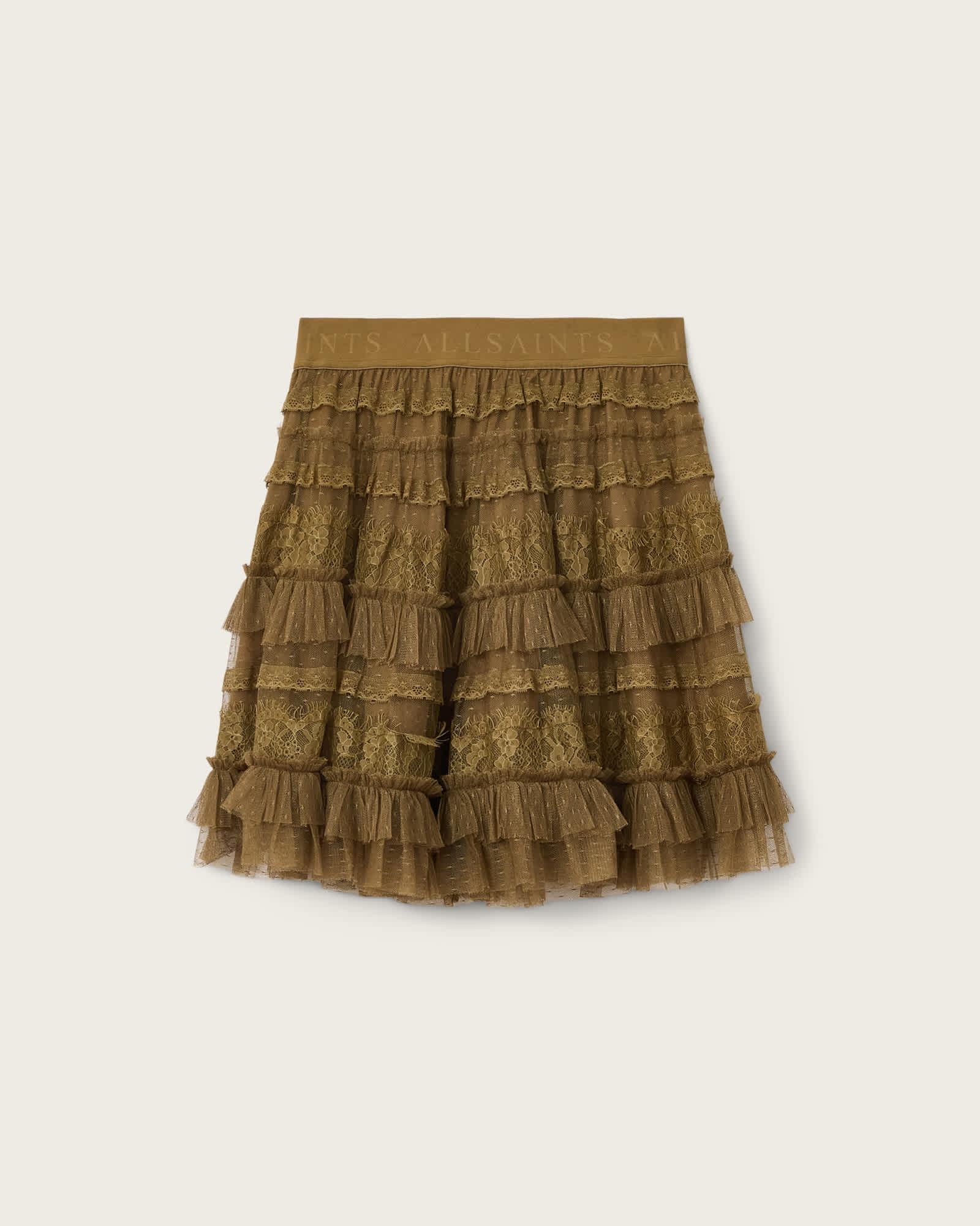 Arlea Lace Mini Skirt BUTTERNUT BROWN | ALLSAINTS US Product Image